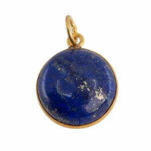 Pendentif Lapis Lazuli Rond - Argent 925 et Plaqué Or (15 mm)