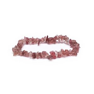 Bracelet élastique avec éclats de quartz fraise