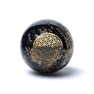 Boule d'Orgonite - Tourmaline & Fleur de Vie (5,5 cm)