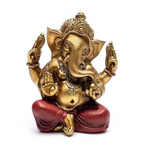 Statue de Ganesha dorée - Polyresine - 458 grammes - en provenance de Chine