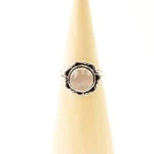 Bague en argent taille 7/55 avec quartz rose du Népal