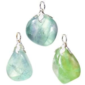 Pendentif en pierre précieuse de fluorite verte de qualité A