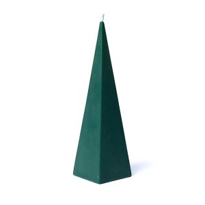 Bougie Pyramidale Durable en Cire de Palme, Vert Foncé et Inodore