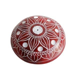 Porte-encens en pierre rouge Gorara avec design de fleur mandala