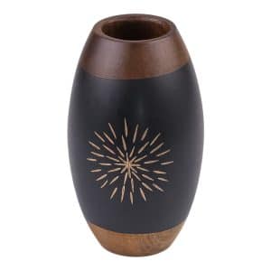 Vase en bois brun gravé à la main, Sawahasa, 240g