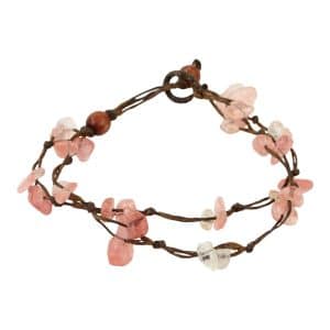 Bracelet en pierre précieuse rose Sawahasa, double, 10 grammes