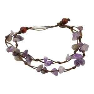 Bracelet Double en Pierre Améthyste Violette - Sawahasa