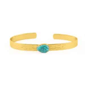 Bracelet en or doré avec pierre précieuse turquoise en forme de goutte