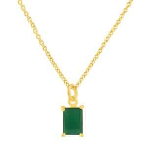 Chaîne en or doré avec pendentif en pierre précieuse onyx verte