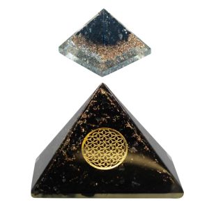 Ensemble de Pyramides Orgonite en Tourmaline Noire (Grande et Petite) - Lot