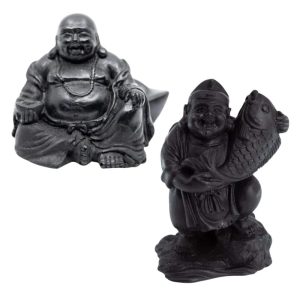 Ensemble de statues de Bouddha heureux en shungite