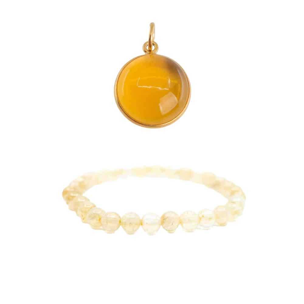 Ensemble Bracelet et Pendentif en Citrine - Lot