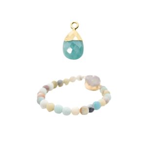 Ensemble Bracelet et Pendentif en Amazonite (Perles) - Lot