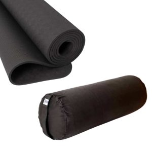 Tapis de Yoga et Coussin de Yoga Noir