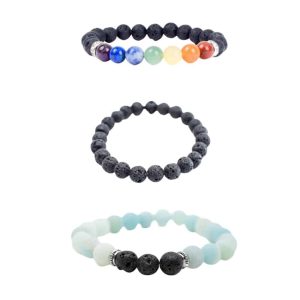 Ensemble de Bracelets en Pierre de Lave - Lot