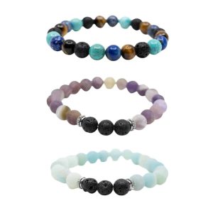 Ensemble de Bracelets en Pierre de Lave - Lot