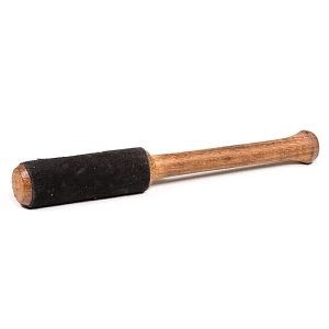 Petit bâton de friction pour bol chantant, en bois, suède noir