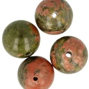 Ensemble de quatre perles d'unakite