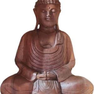 Statue de Bouddha en bois Méditation Mudra Bali Indonésie