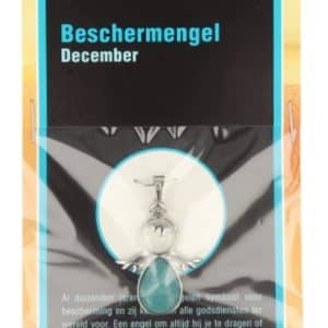 Pendentif Ange Gardien de Décembre Argenté Amazonite sans Chaîne