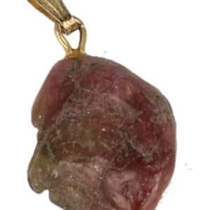 Pendentif en Tourmaline Rose avec Capuchon et Œillet Argenté