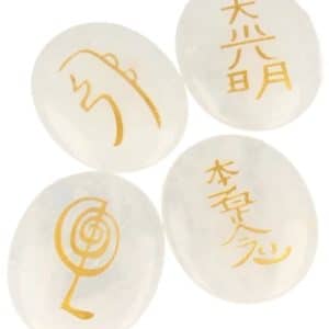 Ensemble de reiki en cristal de roche avec quatre symboles Cho ku rei Sei he ki Dai koo myo Hon sha ze shon nen