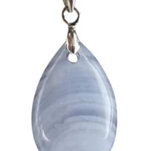 Pendentif en calcédoine en forme de goutte, beau et long