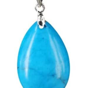 Pendentif en forme de goutte en howlite bleue