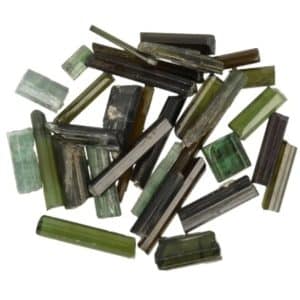 Bâtonnets Bruts de Tourmaline Verte 10 Grammes Sachet 1-3 cm Longueur