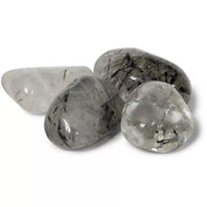 Pierres précieuses roulées Tourmaline quartz Trois pièces Brésil