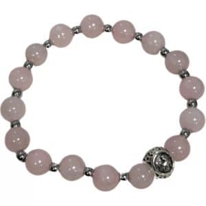 Bracelet Élastique en Quartz Rose avec Perles de 16 cm pour le Signe Astrologique Taureau