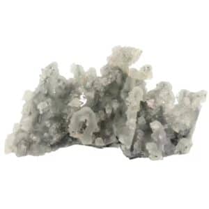 Apophyllite gris-bleu avec quartz biterminé d'Inde