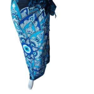 Mandala Sarong Œil Mauvais en Rayonne Bleue