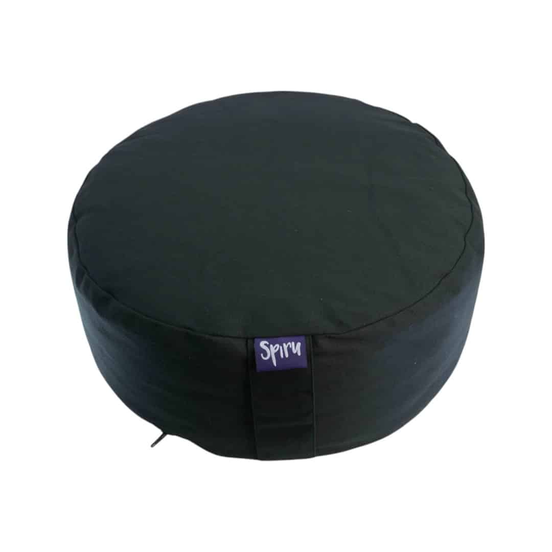 Coussin de Méditation Noir Spiru Rond en Coton - 36 x 15 cm